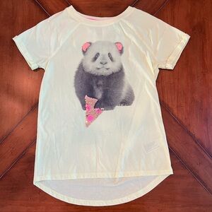 Cat & Jack Girls Panda and Pizza Graphic Tee Shirt | Size L (10-12) | Fun Casual